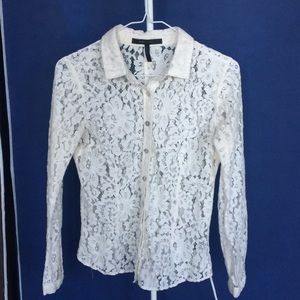 BCBGMaxAzria button down lace top